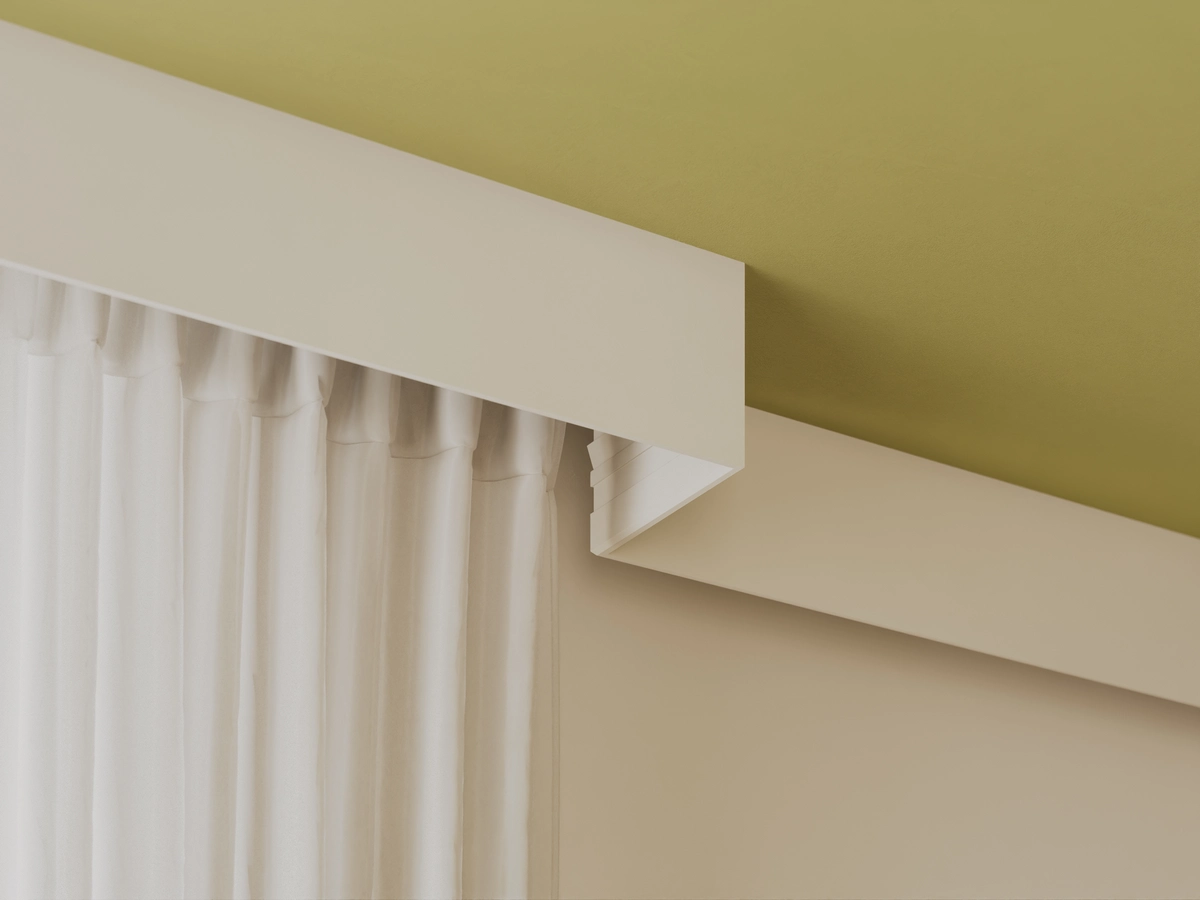 LEDGE — detail materiálu Duropolymer Detail povrchu ORAC LEDGE profilu — prémiový Duropolymer, hladký povrch připravený pro přetření